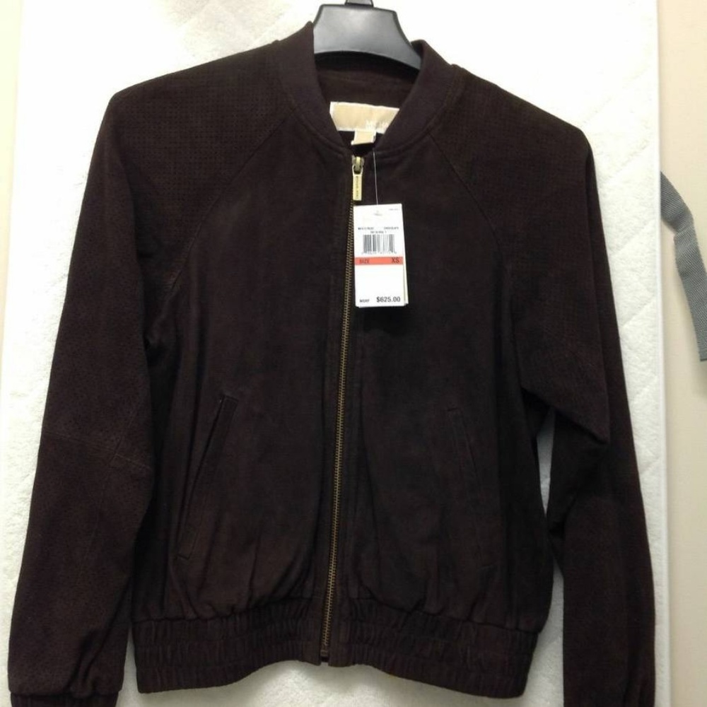 NEW Michael Kors Genuine Suede Jacket Brown XSmall